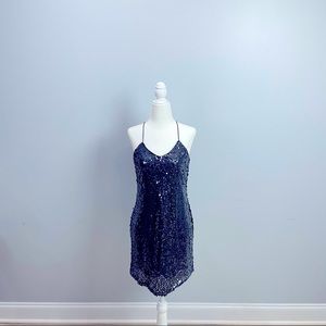 Gray Sequin Mini Dress | Express
